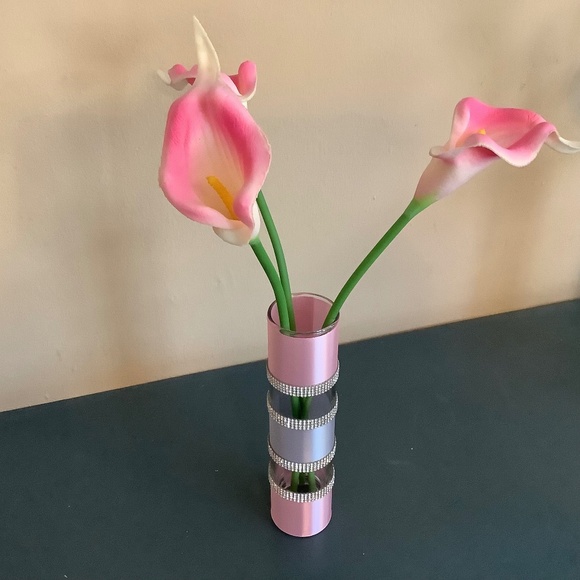 Calla lily bud vase embellished with ribbon and rhinestones…custom made - Picture 1 of 8